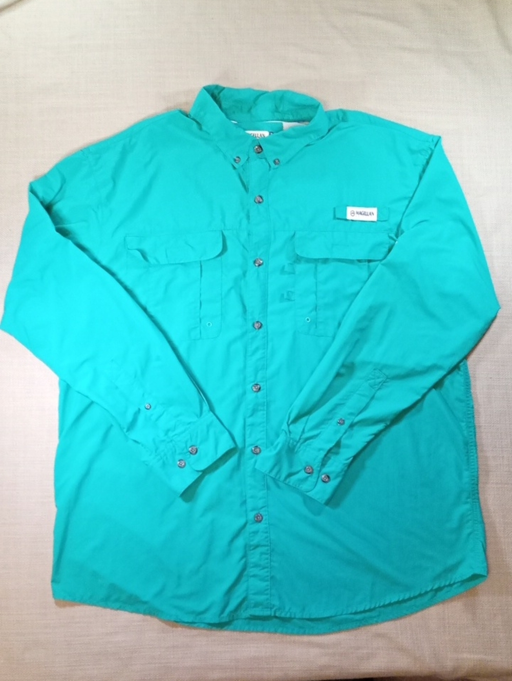Magellan Outdoors Men’s Fish Gear Teal Button-Front Lightweight Shirt  Size XL